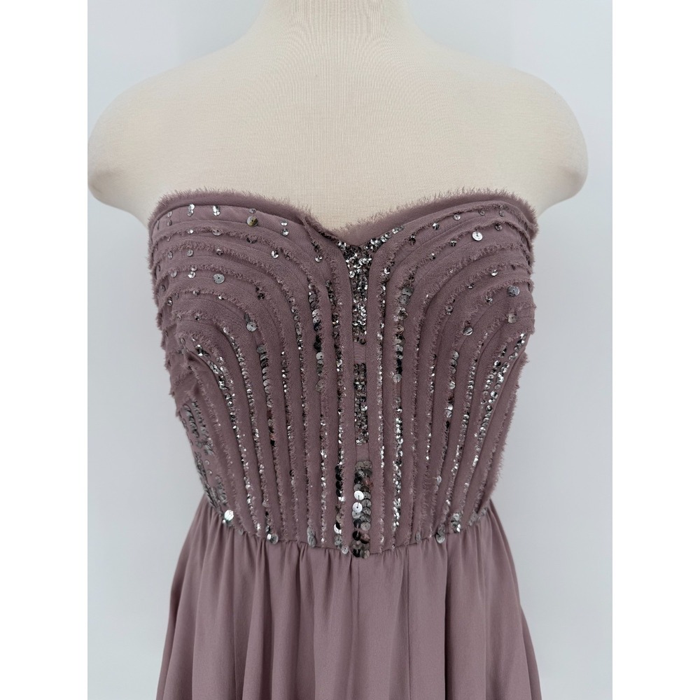 Rebecca Taylor Womens Purple Strapless Sweetheart Silk Dress Size 6 Coquette - Picture 2 of 16